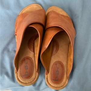 b.o.c. Tan Leather Slide Sandals